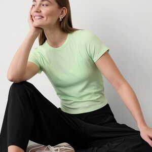 Athleta Mint Tint Signature Rib Crop Tee